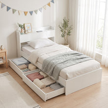 Load image into Gallery viewer, Elda Single Bed Frame with USB Port & Drawers - White