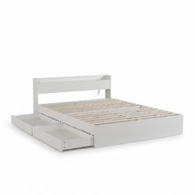 Load image into Gallery viewer, Elda Queen Bed Frame with USB Port & Drawers - White