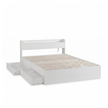 Load image into Gallery viewer, Elda Double Bed Frame with USB Port & Drawers - White