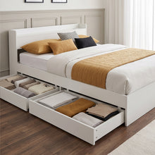 Load image into Gallery viewer, Elda Double Bed Frame with USB Port & Drawers - White