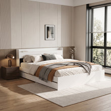 Load image into Gallery viewer, Elda Super King Bed Frame with USB Port & Drawers - White