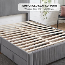 Load image into Gallery viewer, Gower Double Fabric Bed Frame with 4 Drawers - Grey