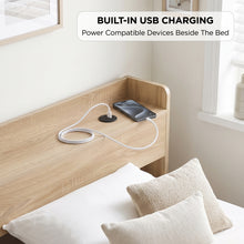 Load image into Gallery viewer, Elda Single Bed Frame with USB Port & Drawers - Natural