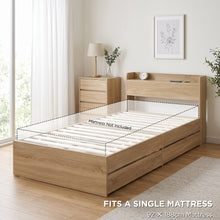 Load image into Gallery viewer, Elda Single Bed Frame with USB Port & Drawers - Natural