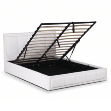 Load image into Gallery viewer, LT11180-cube-boucle-queen-gas-lift-bed-frame-white-2610093