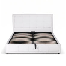 Load image into Gallery viewer, LT11180-cube-boucle-queen-gas-lift-bed-frame-white-2610094