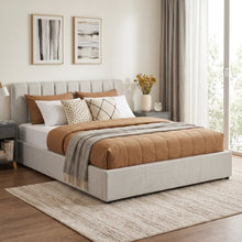Load image into Gallery viewer, Slat Queen Gas Lift Bed Frame - Linen Beige