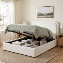 Load image into Gallery viewer, Fuzz Boucle Queen Gas Lift Bed Frame - White
