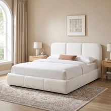 Load image into Gallery viewer, Bub Boucle Queen Gas Lift Bed Frame - White