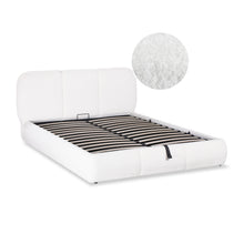 Load image into Gallery viewer, Bub Boucle Queen Gas Lift Bed Frame - White
