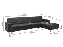 Load image into Gallery viewer, Minnesota 5 Seater Sofa Bed Futon with Chaise - Black