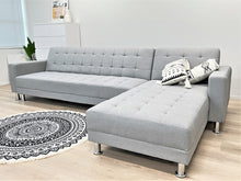 Load image into Gallery viewer, Minnesota 5 Seater Sofa Bed Futon with Chaise - Grey