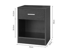 Load image into Gallery viewer, Clayton Bedside Table with Drawer - Black