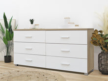 Load image into Gallery viewer, 21879 - Bram Low boy 6 Drawer Chest Dresser - Oak - Betalife