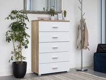 Load image into Gallery viewer, Bram Tallboy 5 Drawer Chest Dresser - Oak
