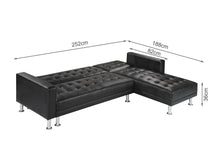 Load image into Gallery viewer, 22083 - Colorado 3 Seater Sofa Bed Futon with Chaise - Black - Betalife