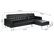 Load image into Gallery viewer, 22083 - Colorado 3 Seater Sofa Bed Futon with Chaise - Black - Betalife