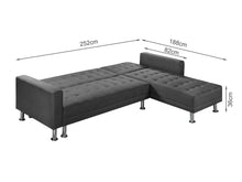 Load image into Gallery viewer, 22085 - Colorado 3 Seater Sofa Bed Futon with Chaise - Dark Grey - Betalife