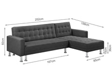 Load image into Gallery viewer, 22085 - Colorado 3 Seater Sofa Bed Futon with Chaise - Dark Grey - Betalife