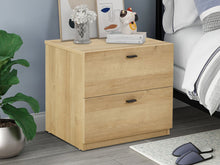 Load image into Gallery viewer, Hekla Wooden Bedside Table Nightstand with 2 Drawers - Oak