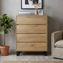 Load image into Gallery viewer, Frohna Tallboy 4 Drawer Chest Dresser - Oak