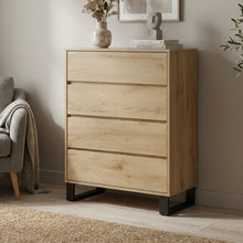 Load image into Gallery viewer, Frohna Tallboy 4 Drawer Chest Dresser - Oak