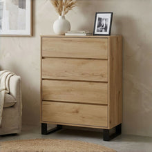 Load image into Gallery viewer, Frohna Tallboy 4 Drawer Chest Dresser - Oak