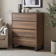 Load image into Gallery viewer, Frohna Tallboy 4 Drawer Chest Dresser - Walnut
