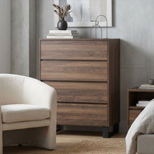 Load image into Gallery viewer, Frohna Tallboy 4 Drawer Chest Dresser - Walnut