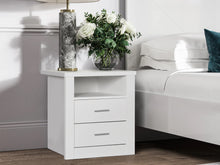 Load image into Gallery viewer, Mateo Wooden Bedside Table with 2 Drawer - White
