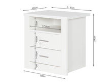Load image into Gallery viewer, Mateo Wooden Bedside Table with 2 Drawer - White