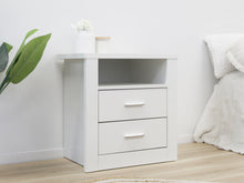 Load image into Gallery viewer, Mateo Wooden Bedside Table with 2 Drawer - White