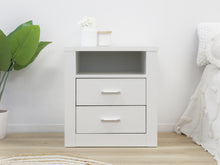 Load image into Gallery viewer, Mateo Wooden Bedside Table with 2 Drawer - White