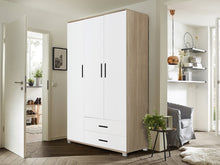 Load image into Gallery viewer, Bram 3 Door Wardrobe Cabinet with 2 Drawers - Oak + White