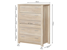 Load image into Gallery viewer, 22156 - Sagano Tallboy 5 Drawer - Oak - Betalife