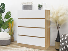 Load image into Gallery viewer, Harris 4 Drawers Tallboy - Oak + White