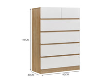 Load image into Gallery viewer, Harris 6 Drawers Tallboy - Oak + White