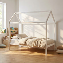 Load image into Gallery viewer, Mayon Single Wooden House Bed Frame - White