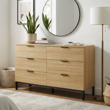 Load image into Gallery viewer, Ocala Low Boy 6 Drawer Chest Dresser - Oak