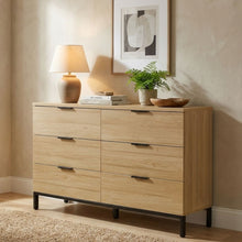 Load image into Gallery viewer, Ocala Low Boy 6 Drawer Chest Dresser - Oak