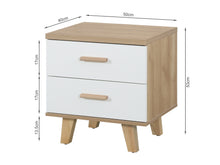 Load image into Gallery viewer, Bedside Table with 2 Drawers - Oak + White