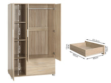 Load image into Gallery viewer, Bram 3 Door Wardrobe Cabinet with Mirror - Oak