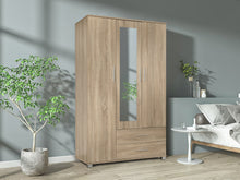 Load image into Gallery viewer, Bram 3 Door Wardrobe Cabinet with Mirror - Oak