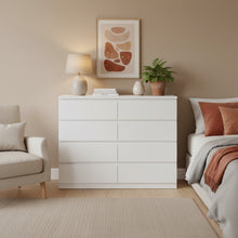 Load image into Gallery viewer, Tongass Wooden Low Boy 8 Drawers - White