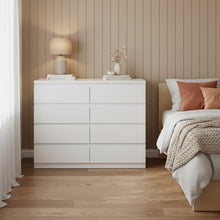 Load image into Gallery viewer, Tongass Wooden Low Boy 8 Drawers - White