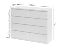 Load image into Gallery viewer, Tongass Wooden Low Boy 8 Drawers - White