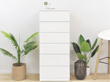 Load image into Gallery viewer, Tongass Wooden Slim Tallboy 6 Drawers - White