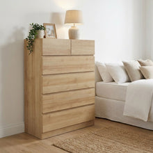 Load image into Gallery viewer, Harris 6 Drawers Tallboy - Oak