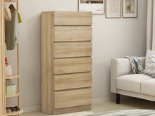 Load image into Gallery viewer, Harris 6 Drawers Slim Tallboy - Oak