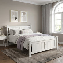 Load image into Gallery viewer, Davraz Double Wooden Bed Frame - White